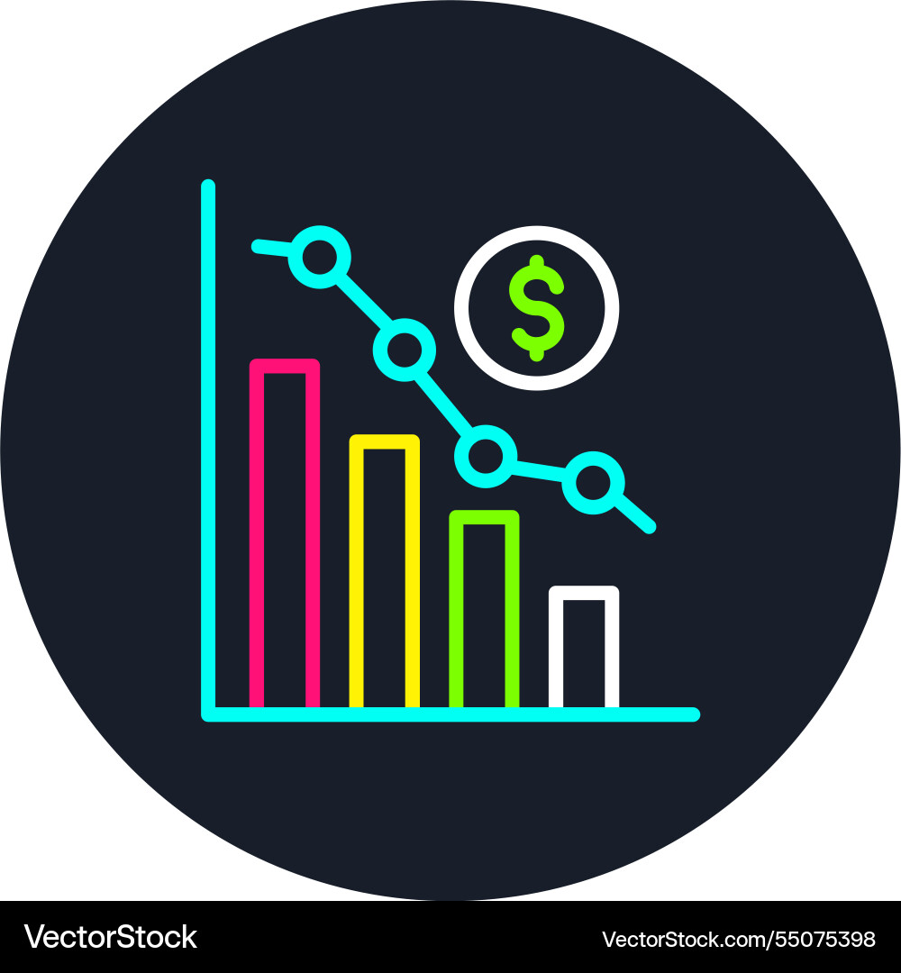 Graph line multi color icon Vector Image