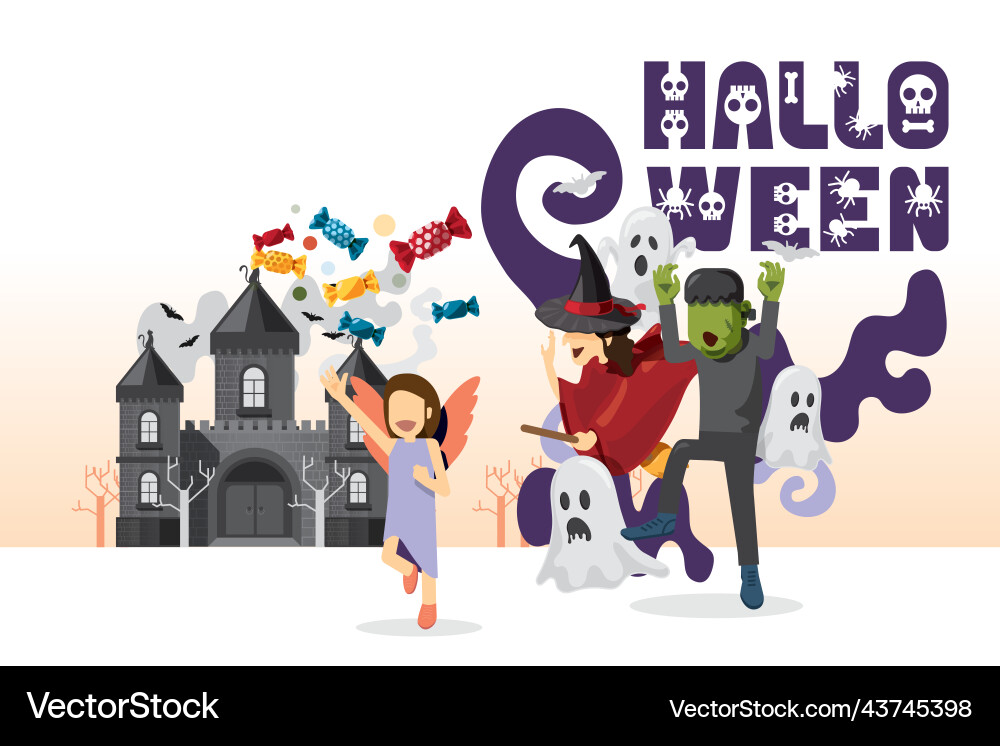 Halloween with skull spooky and horror design Halloween with skull spooky and horror design vector image