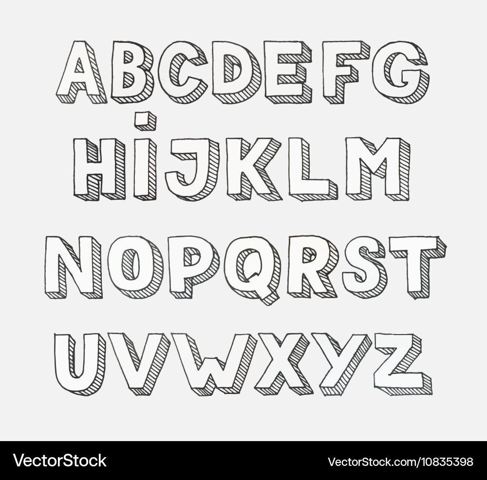 Hand Drawn Watercolor Alphabet Vector Image
