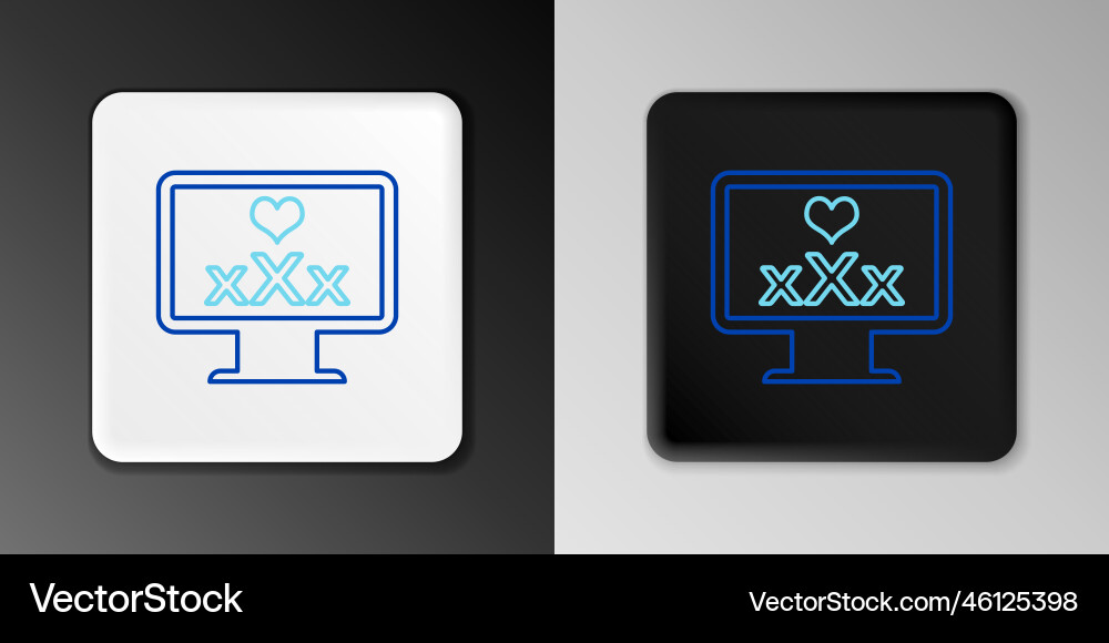 Line computer monitor with 18 plus content heart Vector Image