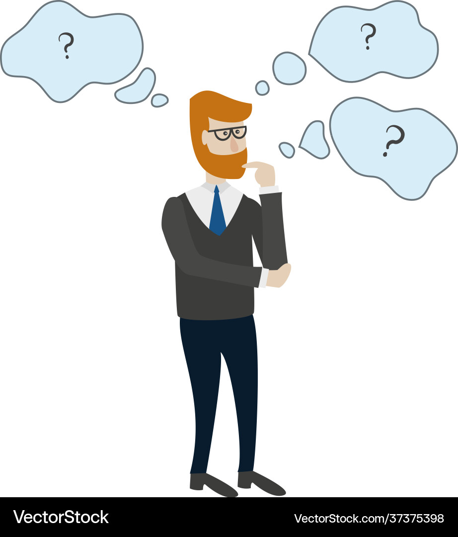 Man is thinking with bubbles and question marks Man is thinking with bubbles and question marks vector image