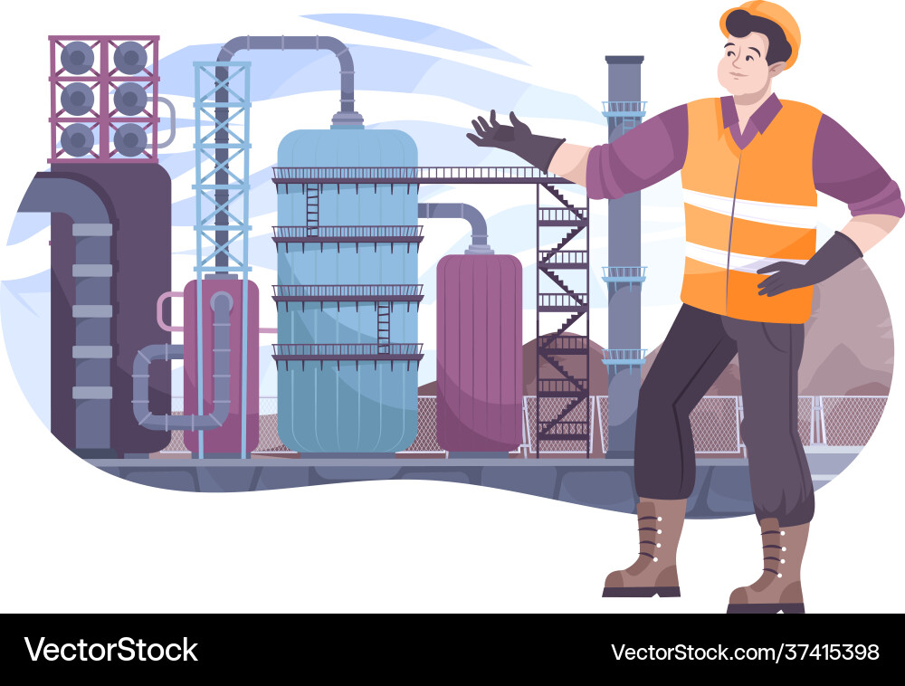 Oil plant industry composition Oil plant industry composition vector image