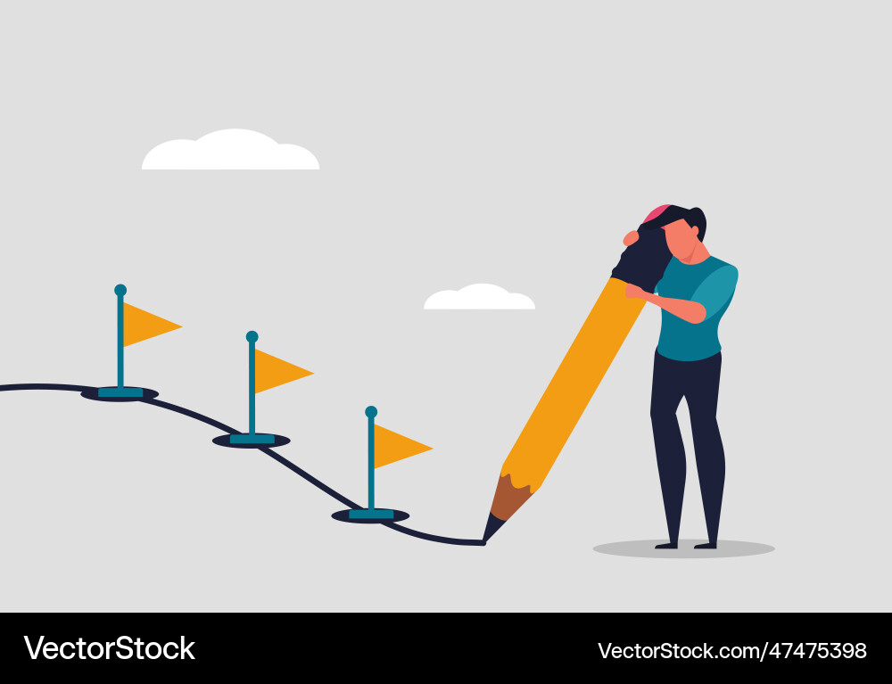 Project progress and workflow at work a man Project progress and workflow at work a man Vector Image