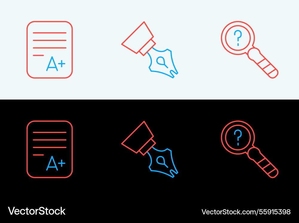 Set line unknown search exam sheet with a plus Set line unknown search exam sheet with a plus vector image