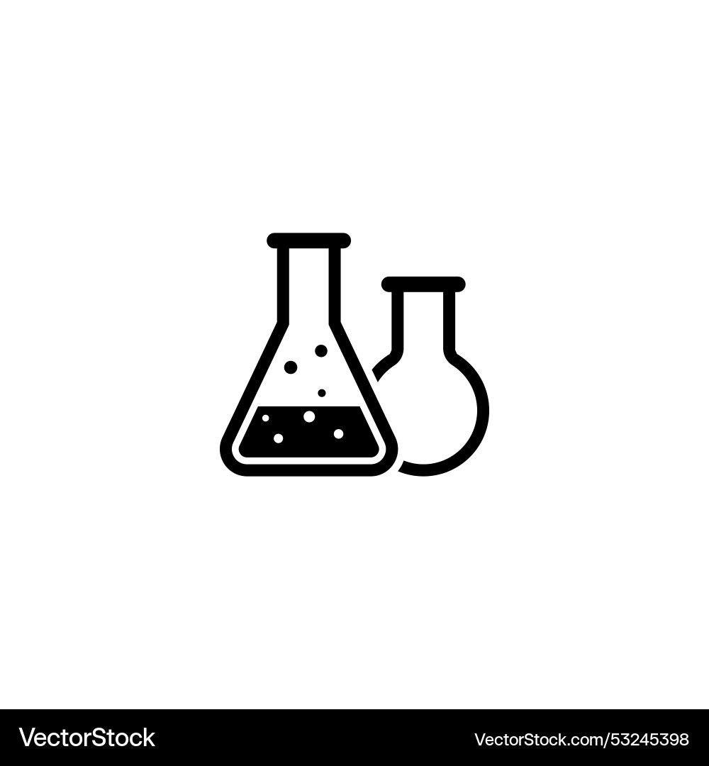 Set of two laboratory flasks one with bubbling Set of two laboratory flasks one with bubbling vector image