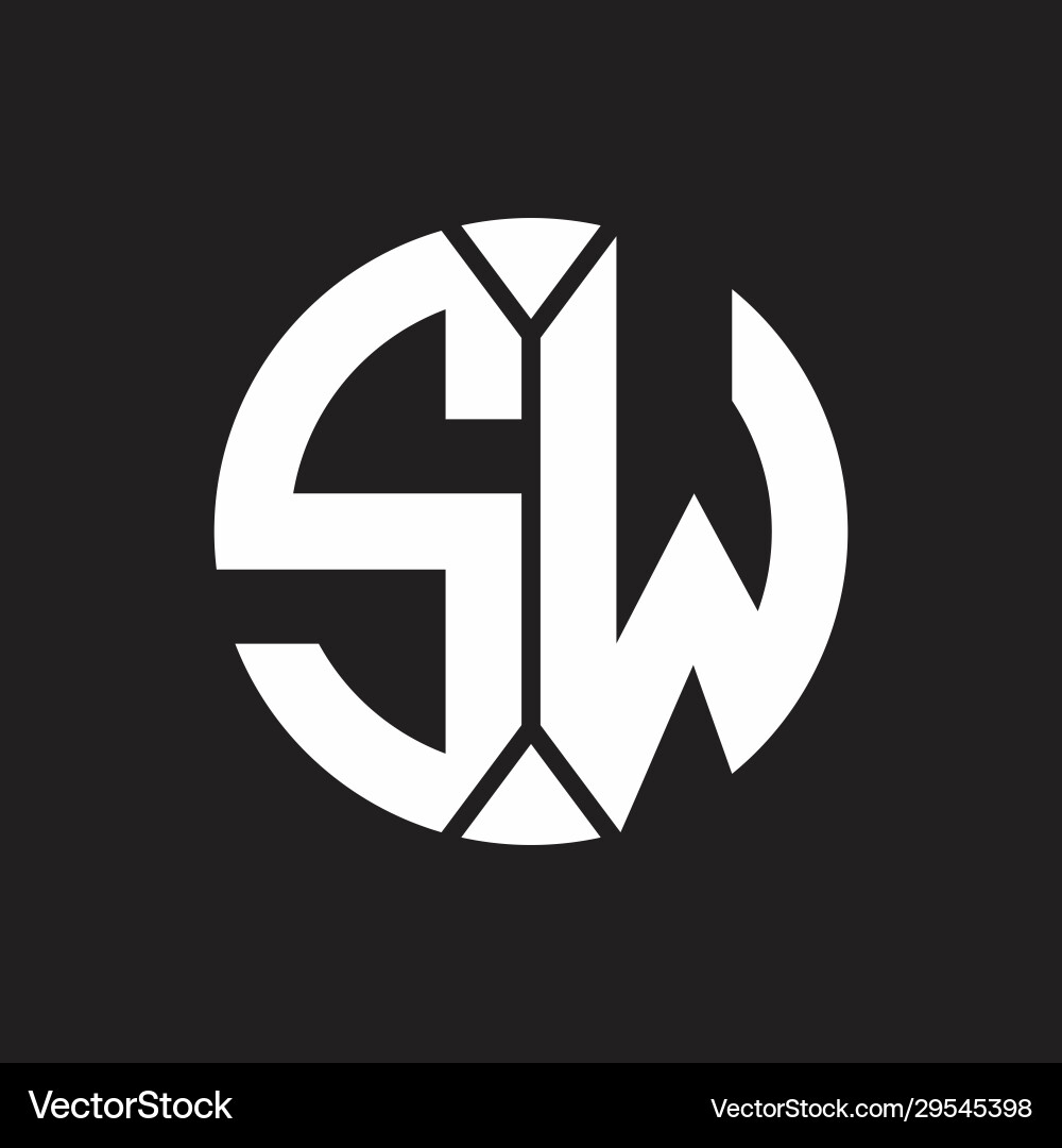Sw Logo Monogramm mit Stück Kreisband Stil Sw Logo Monogramm mit Stück Kreisband Stil vektorbild