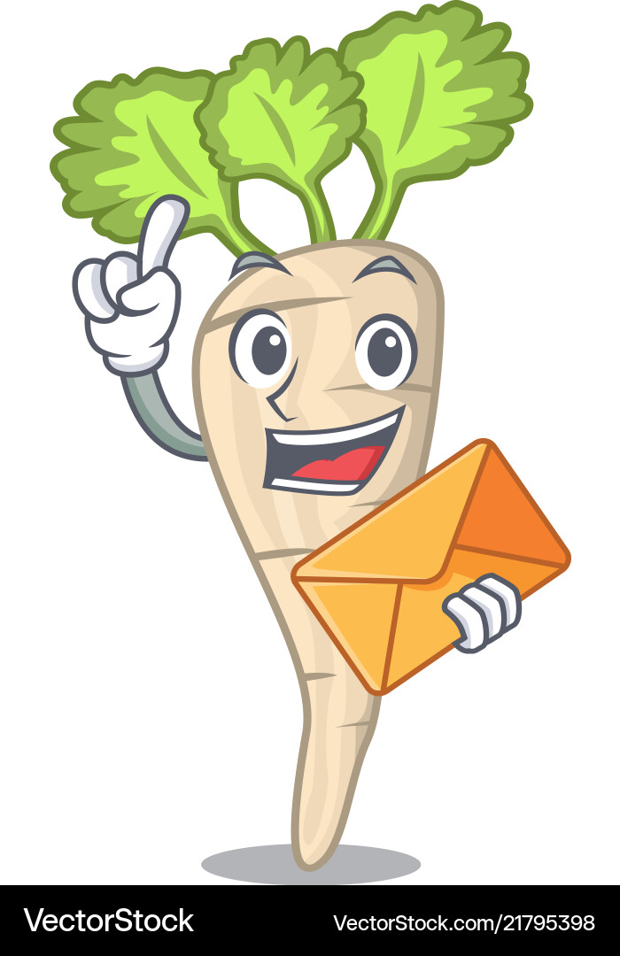 With envelope parsnip isolated on the cartoon Vector Image