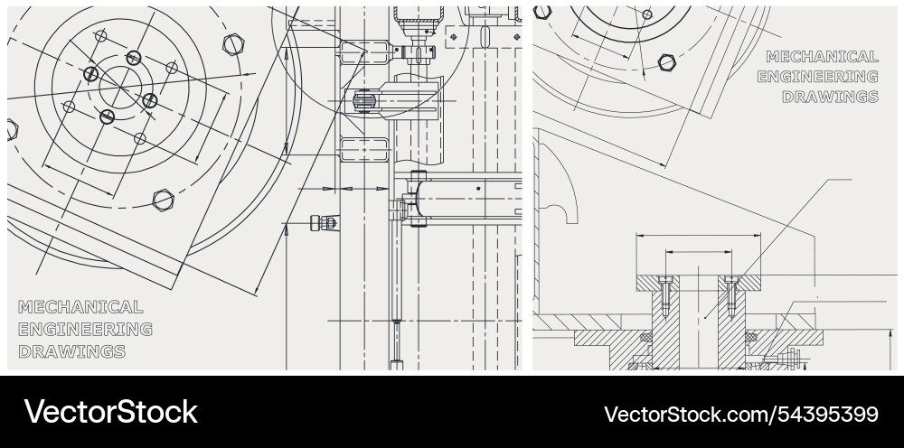 Blueprint set engine line drawing Blueprint set engine line drawing vector image