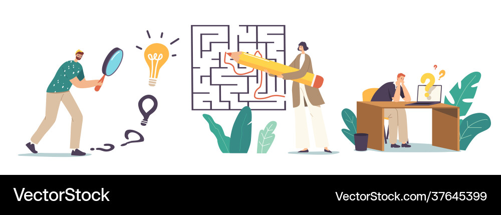 Characters finding idea answer or solution Characters finding idea answer or solution Vector Image