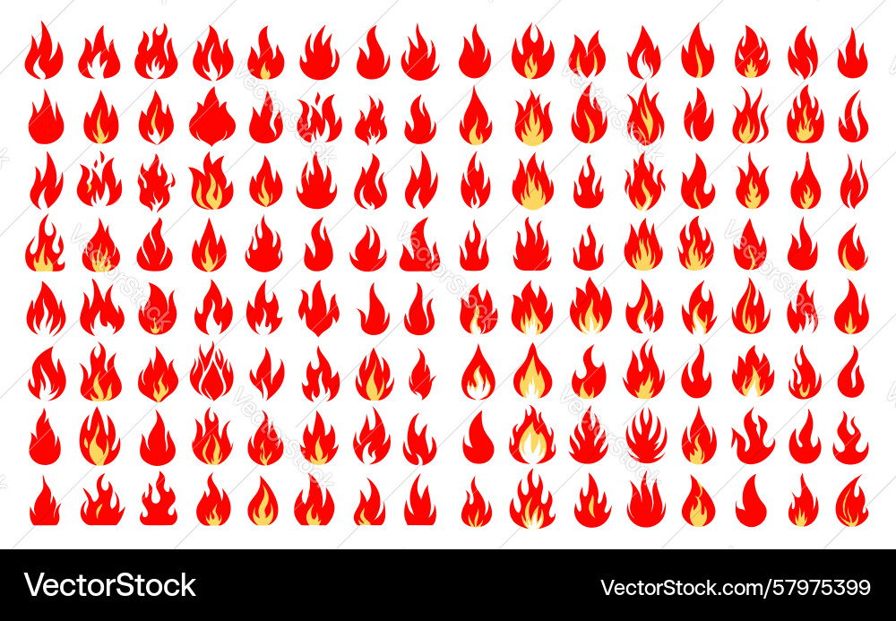 Flames two colors show variation fire shapes Vector Image