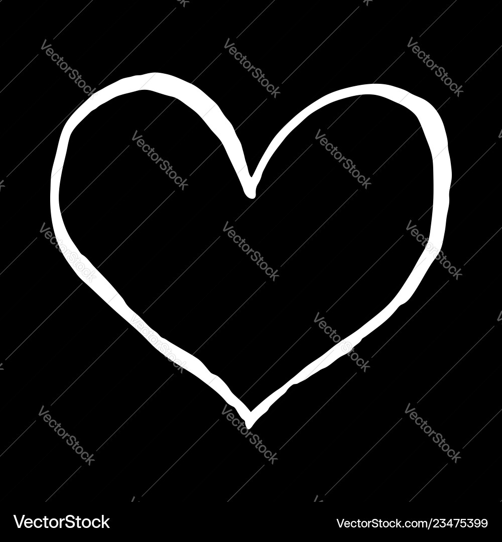 Heart sketch isolated on black background drawing Heart sketch isolated on black background drawing vector image