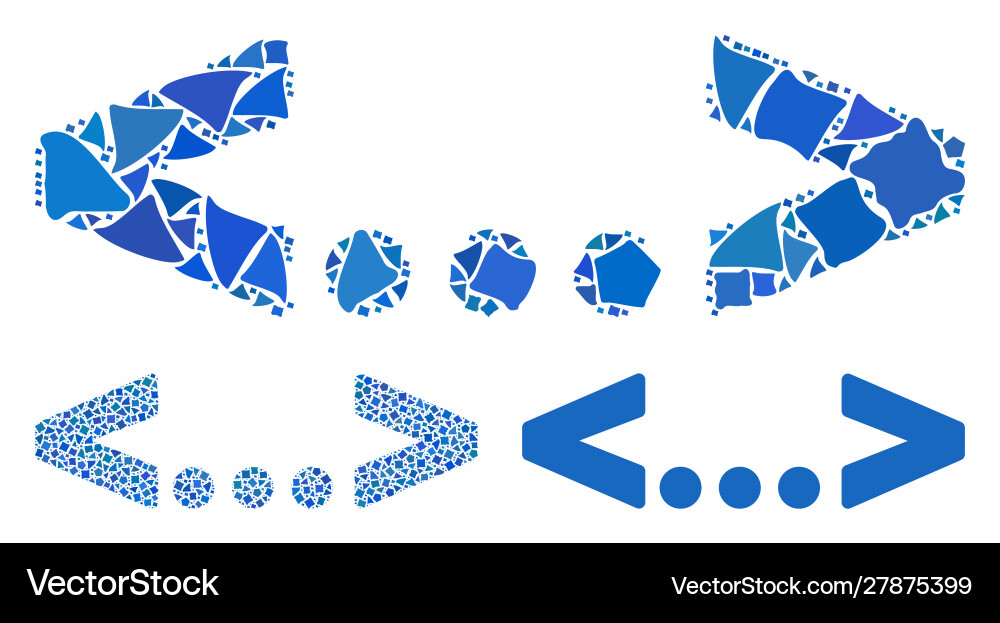 Inline code mosaic icon bumpy items Inline code mosaic icon bumpy items Vector Image