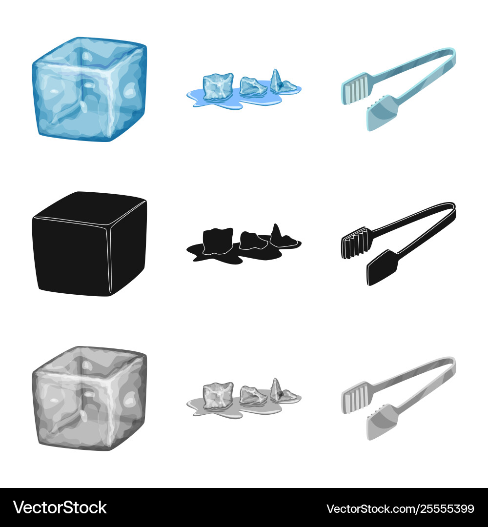 Isolated object texture and frozen logo set Vector Image