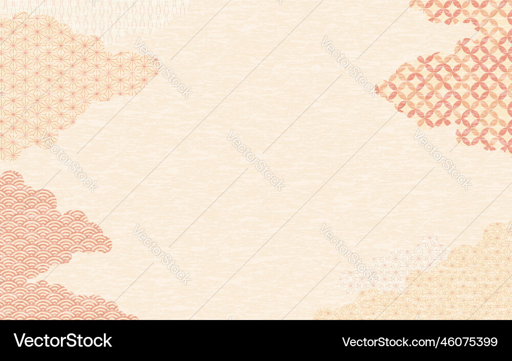 Japanese pattern overlapping clouds background Vector Image