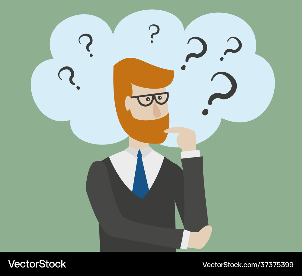 Man is thinking with bubble and question mark Man is thinking with bubble and question mark vector image