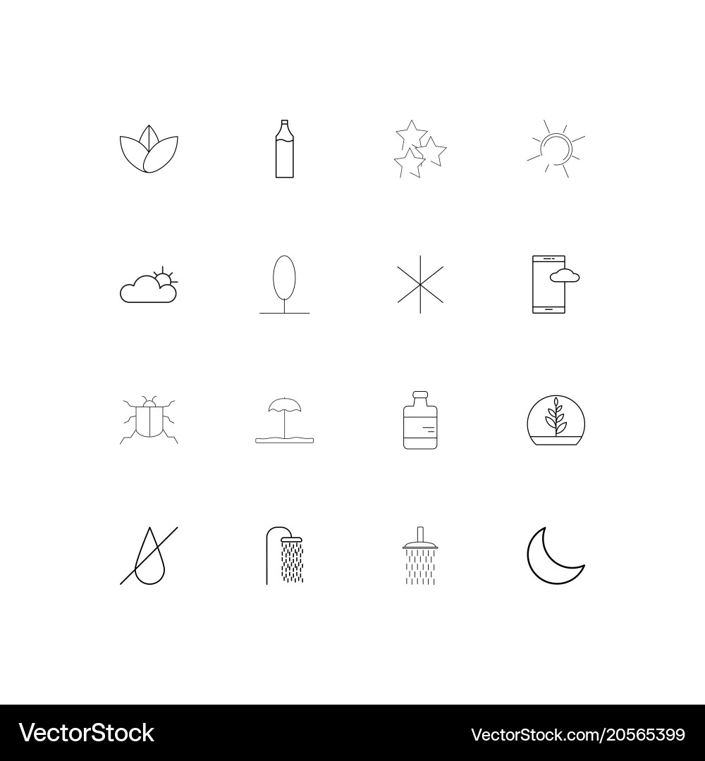 Nature simple linear icons set outlined Vector Image