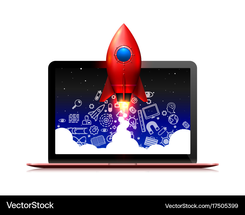 Running a space rocket from computer Vector Image