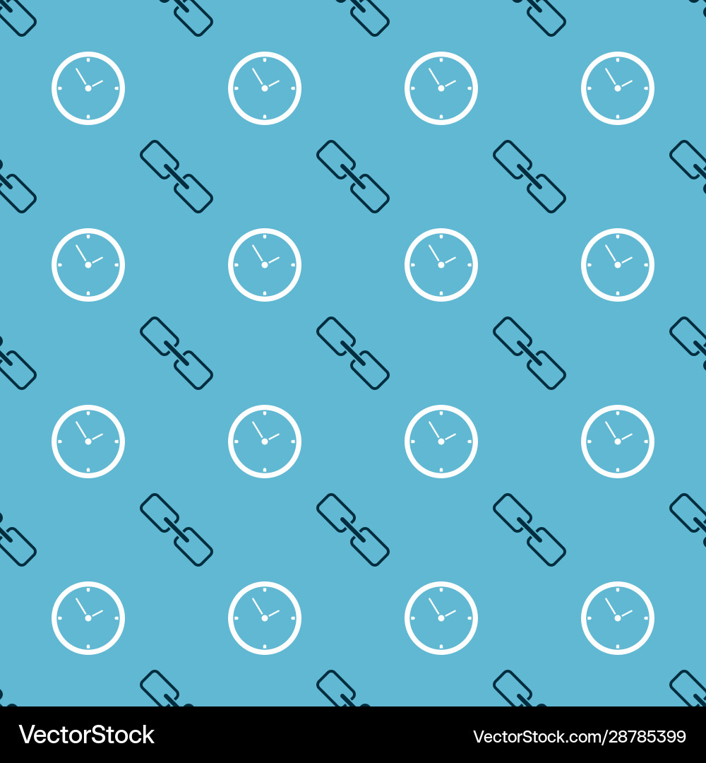 Set chain link and clock on seamless pattern Set chain link and clock on seamless pattern Vector Image