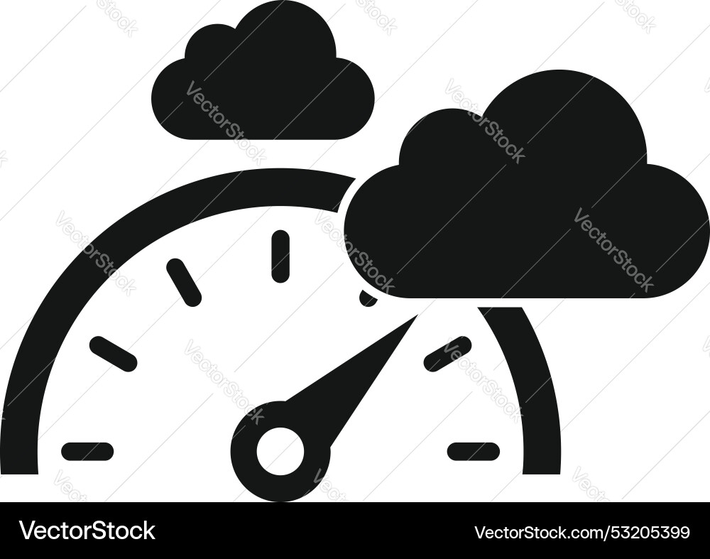 Speedometer reaching maximum speed with clouds Vector Image