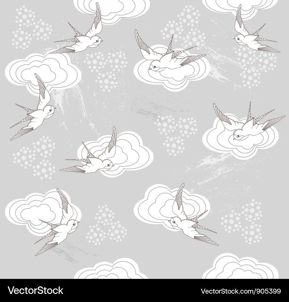 Swallow and Cloud Pattern vector image