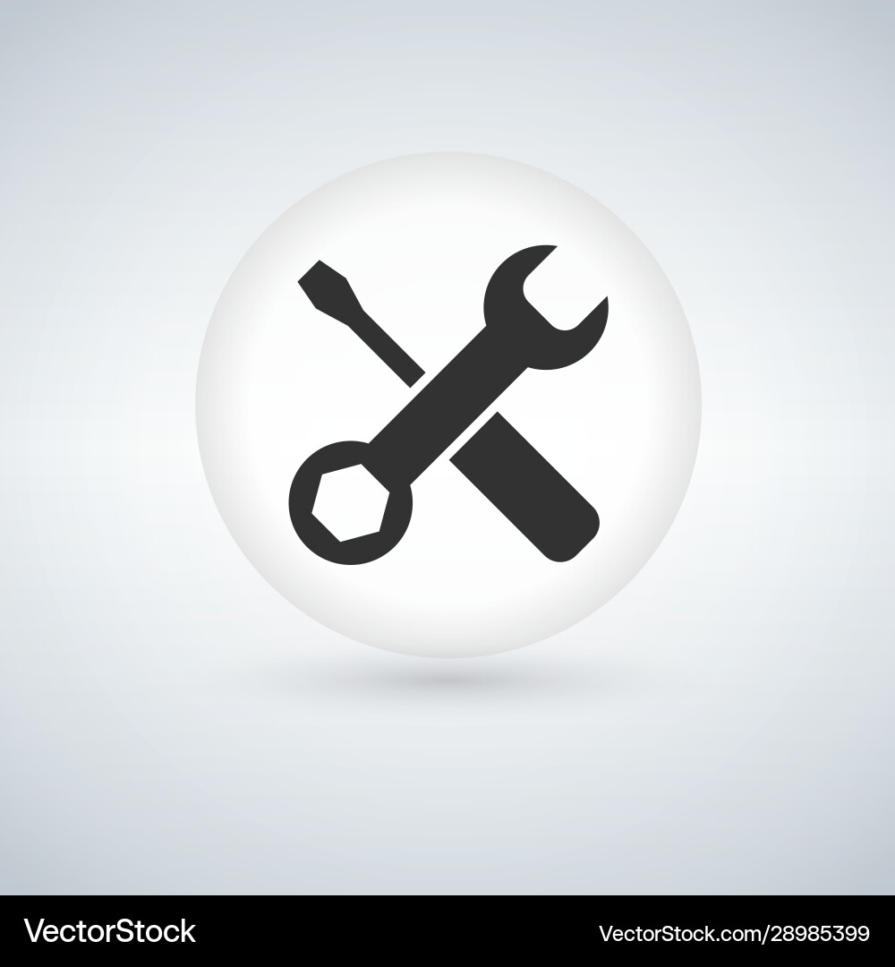Tools icon in circle button with shadow Vector Image