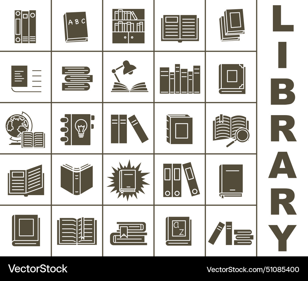 A set of literature in the library dark full A set of literature in the library dark full vector image