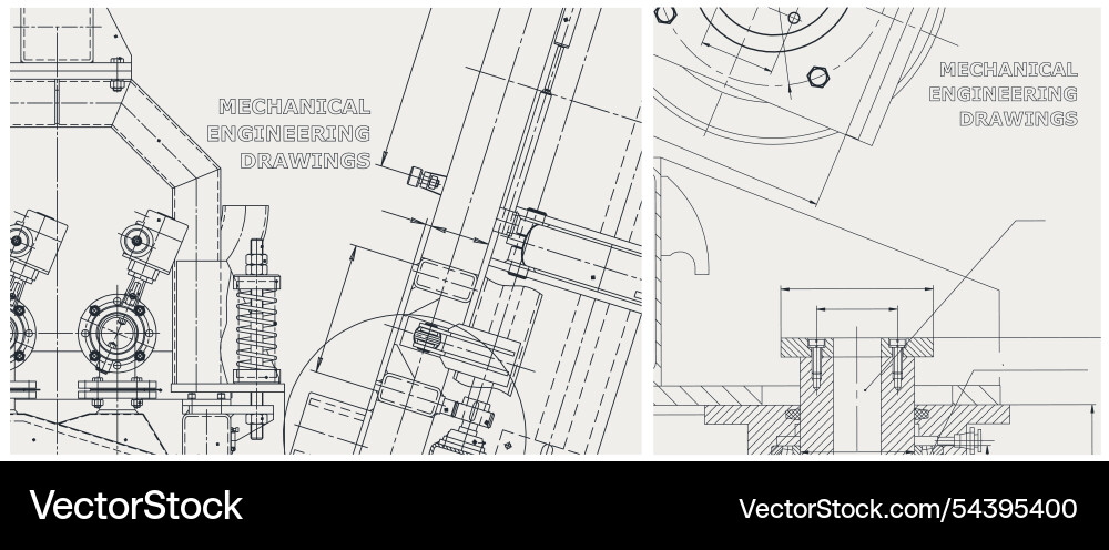 Blueprint set engine line drawing Blueprint set engine line drawing vector image