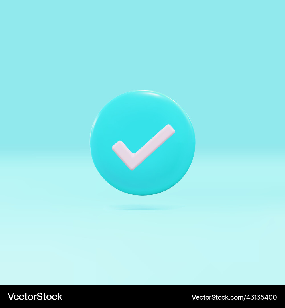 Bright round check mark button app icon Vector Image