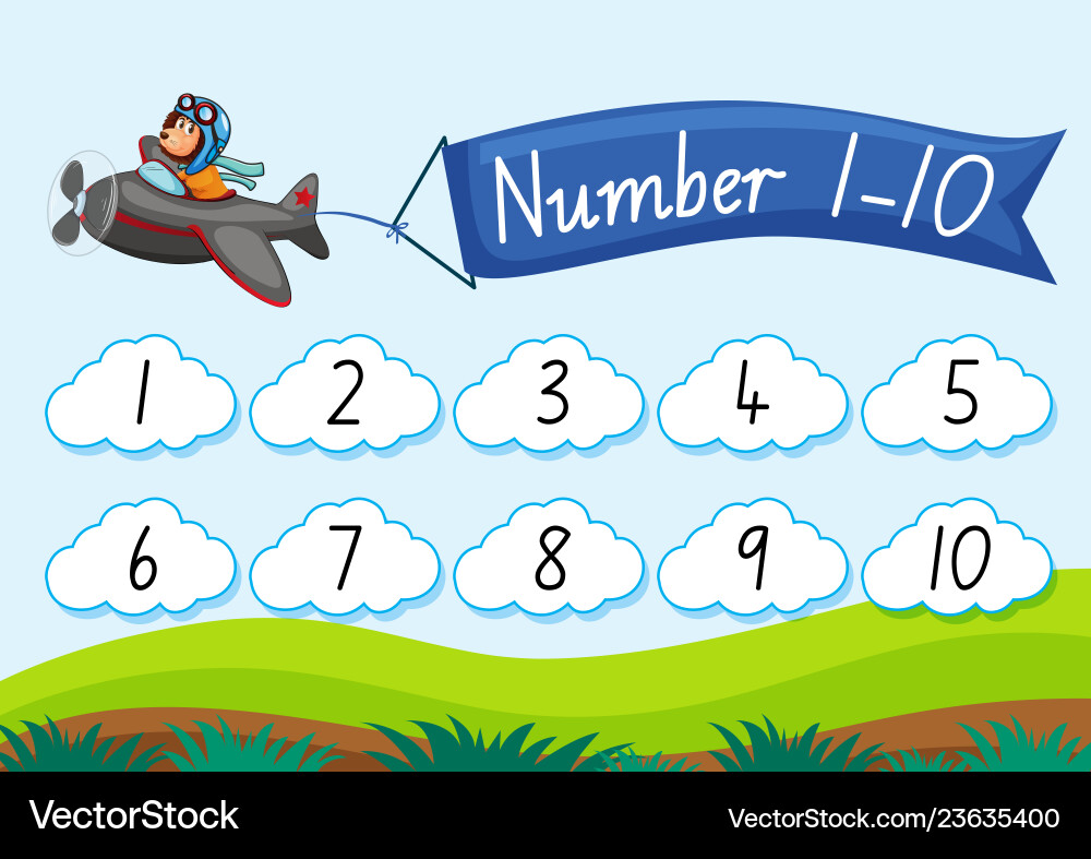Counting Numbers to Ten vector image