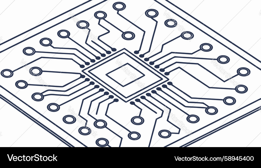Detailed circuit board with microchip design Vector Image