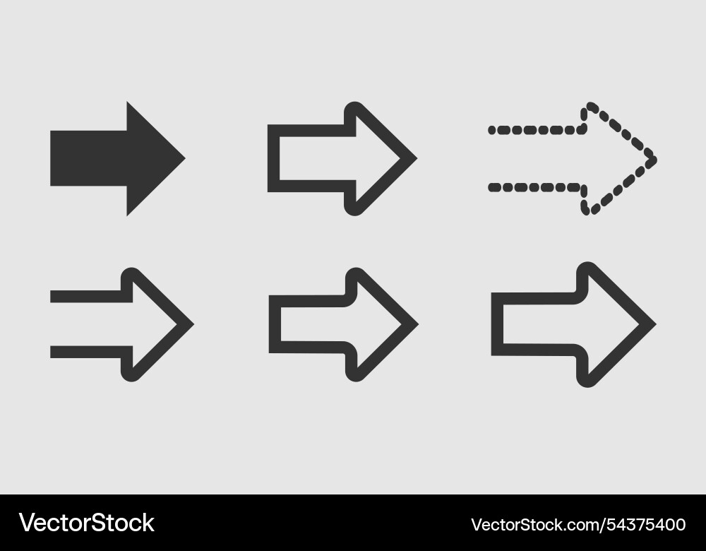 Flat design right arrow set Vector Image