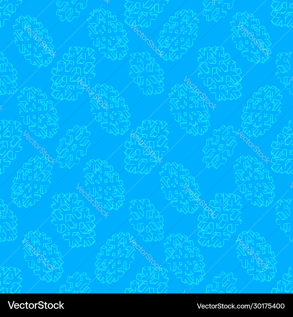 Isometric snowflake seamless pattern vector image