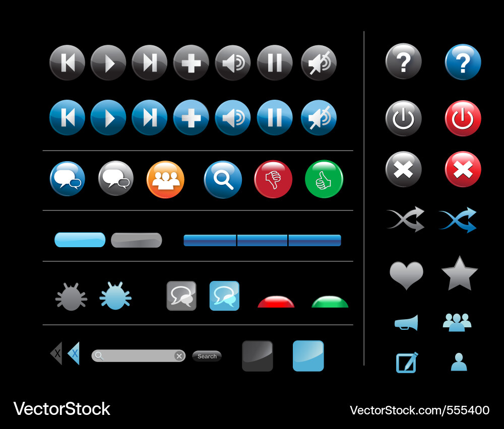 Modern Web Button Set Vector Image