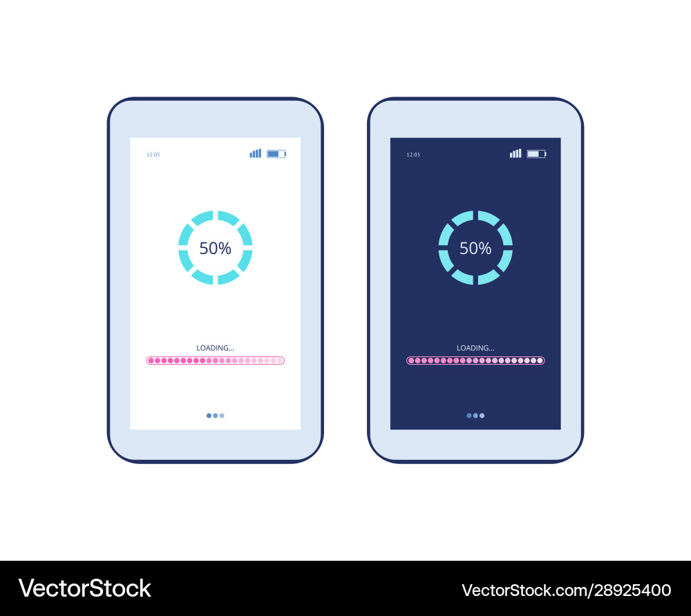 Phone screen with app loading process and progress Vector Image