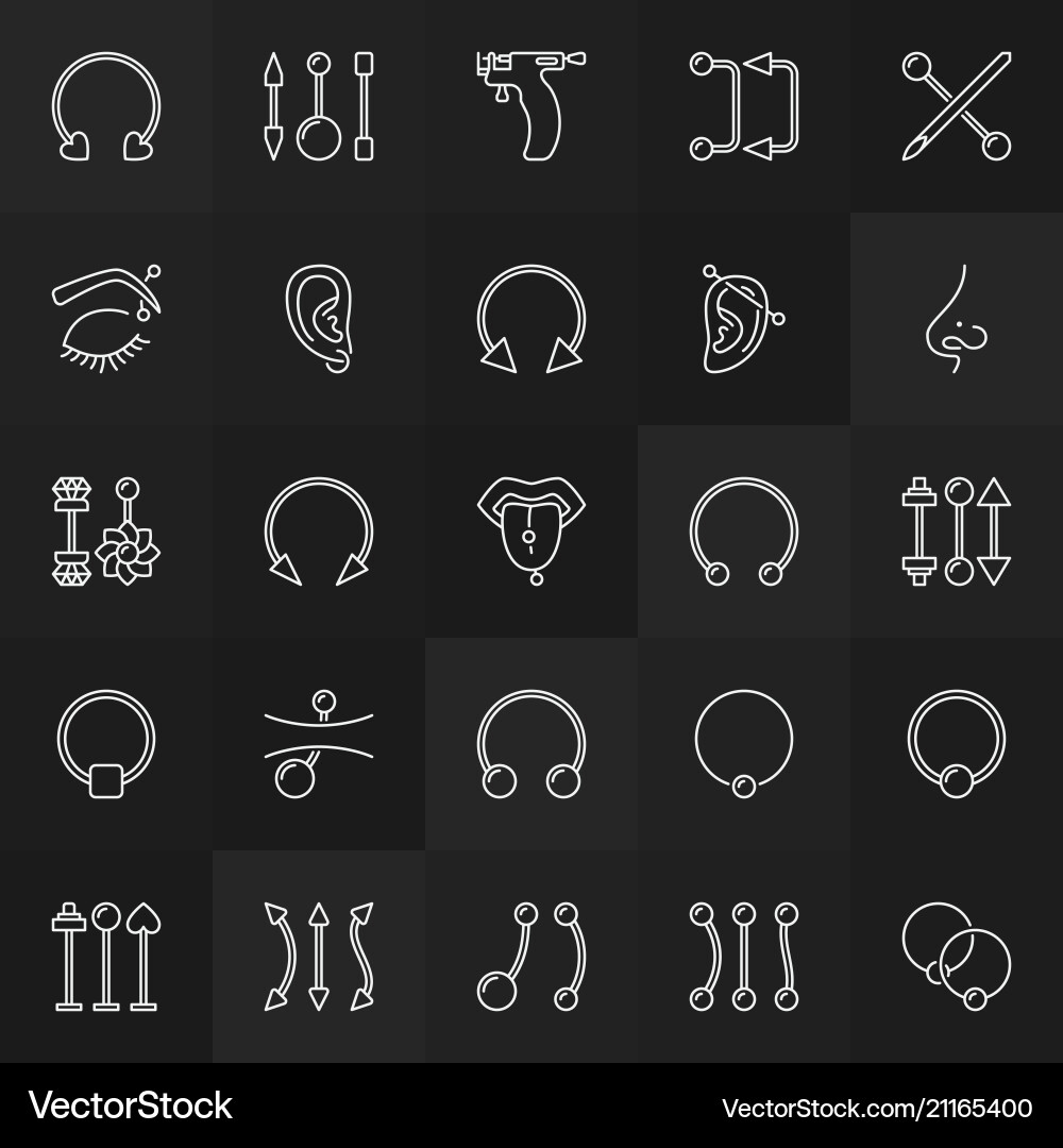 Piercing Icon Set - Minimal Outline vector image
