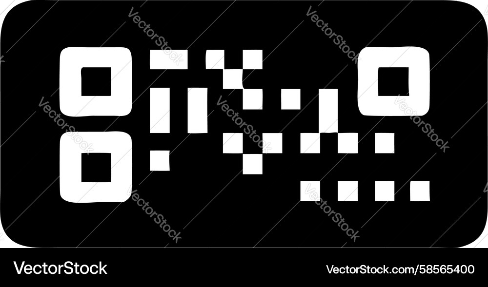Pixelated QR Code Retro Tech Vector Image