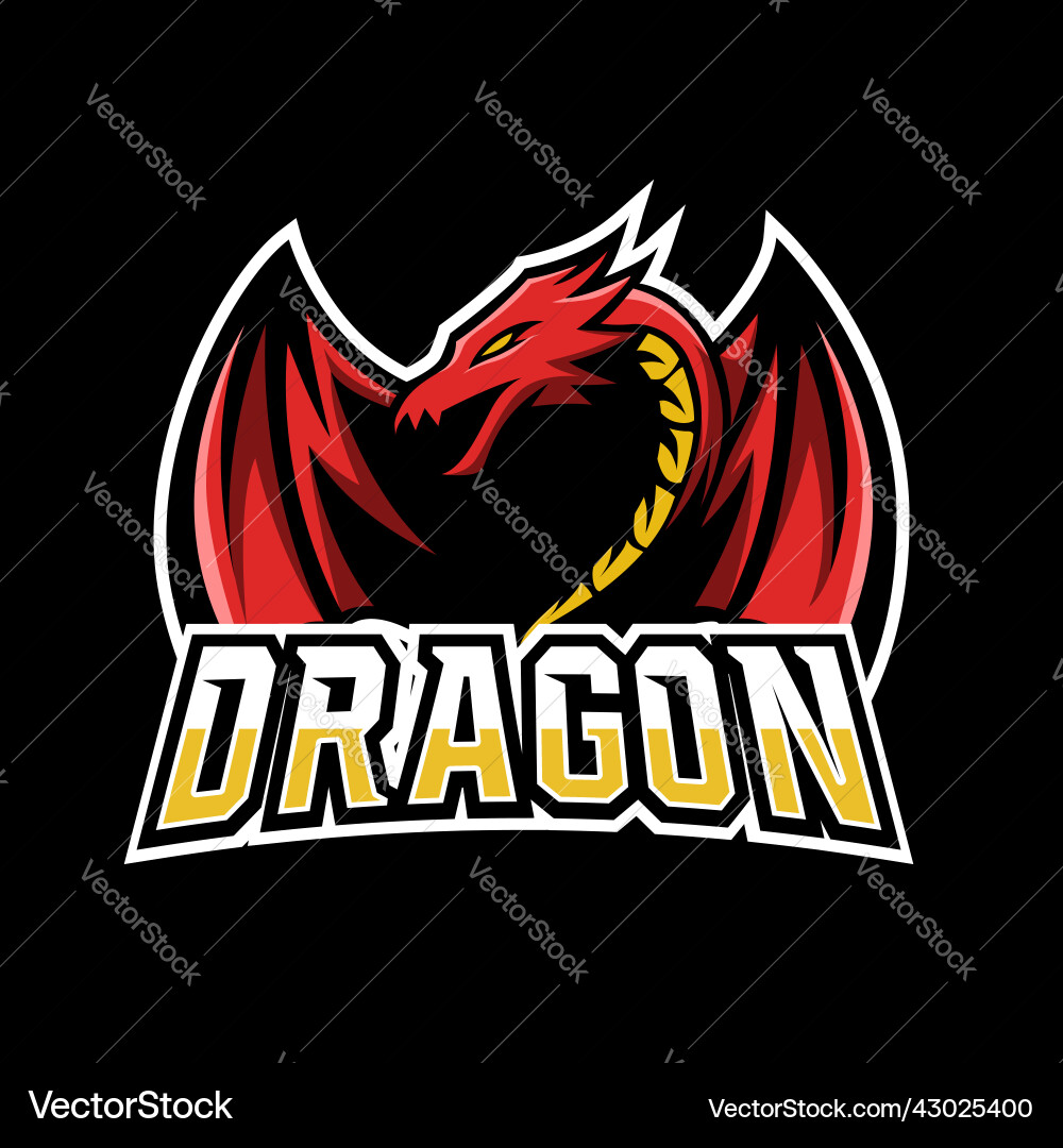 Red Dragon Esports Logo - Fierce Mascot Vector Image