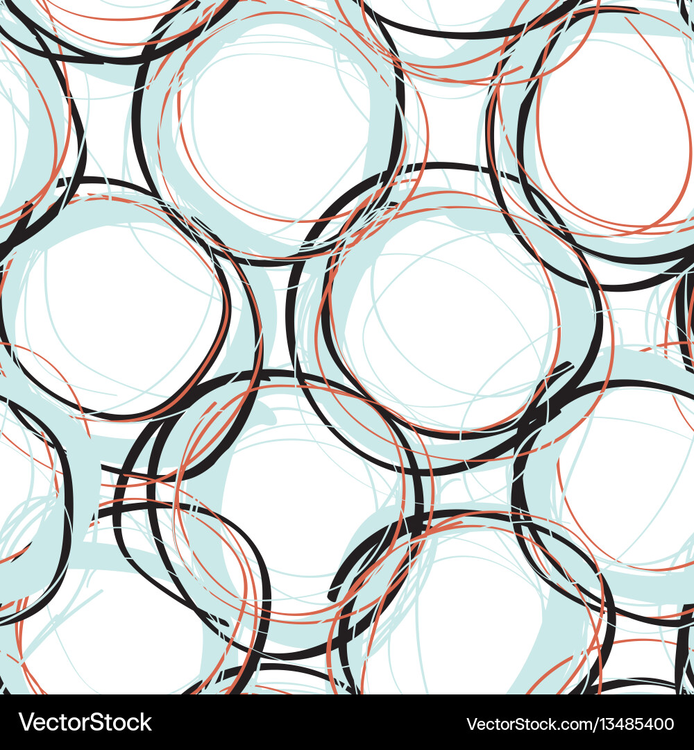Scribble circles seamless pattern Royalty Free Vector Image