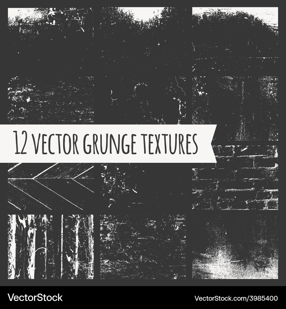 Set of different grunge textures vector image