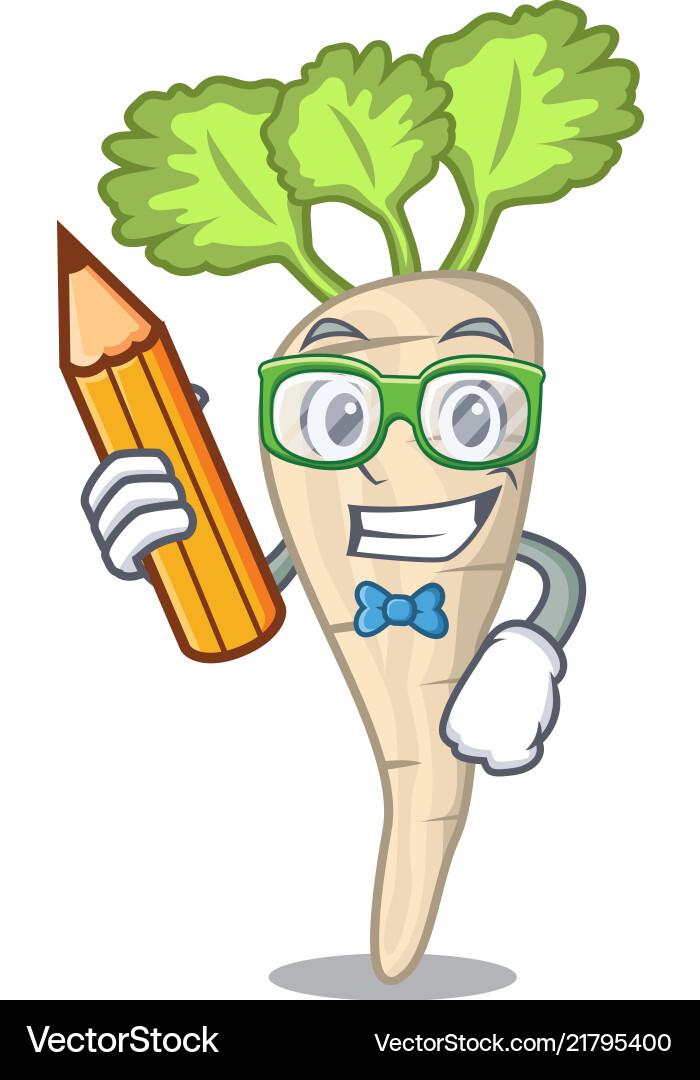 Student parsnip isolated on the cartoon style Vector Image