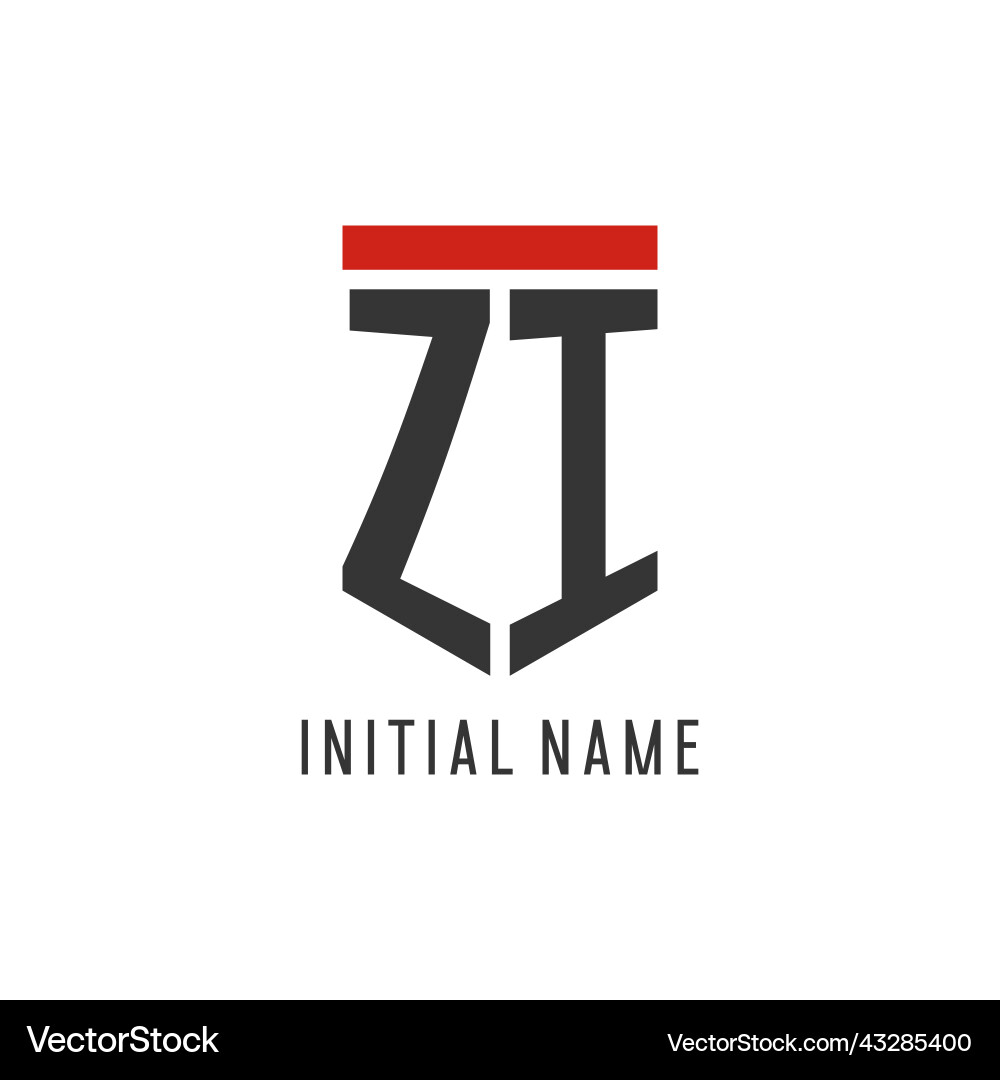 Zi initial esport logo with simple shield design Vector Image