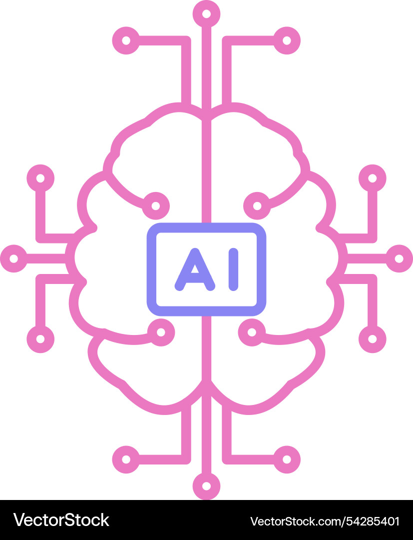 Artificial intelligence line two colour icon Vector Image