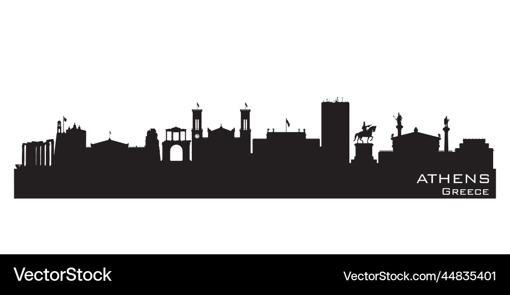 Athens greece city skyline silhouette Athens greece city skyline silhouette vector image
