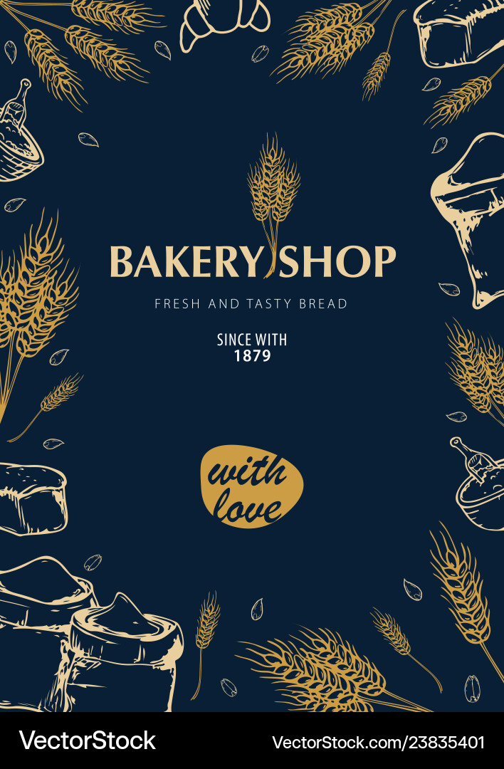 Bakery background with wheats linear graphic Bakery background with wheats linear graphic vector image