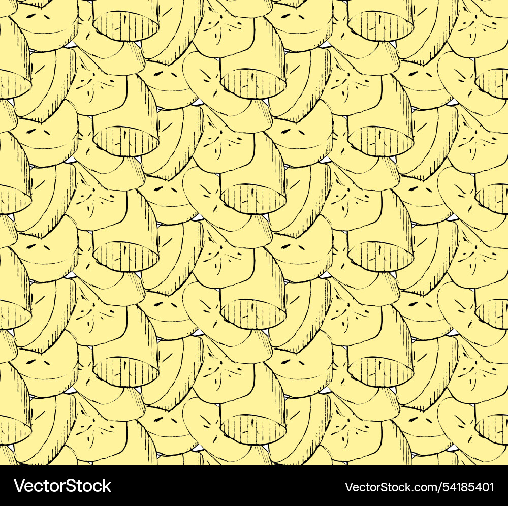 Banana seamless pattern with slices Banana seamless pattern with slices Vector Image