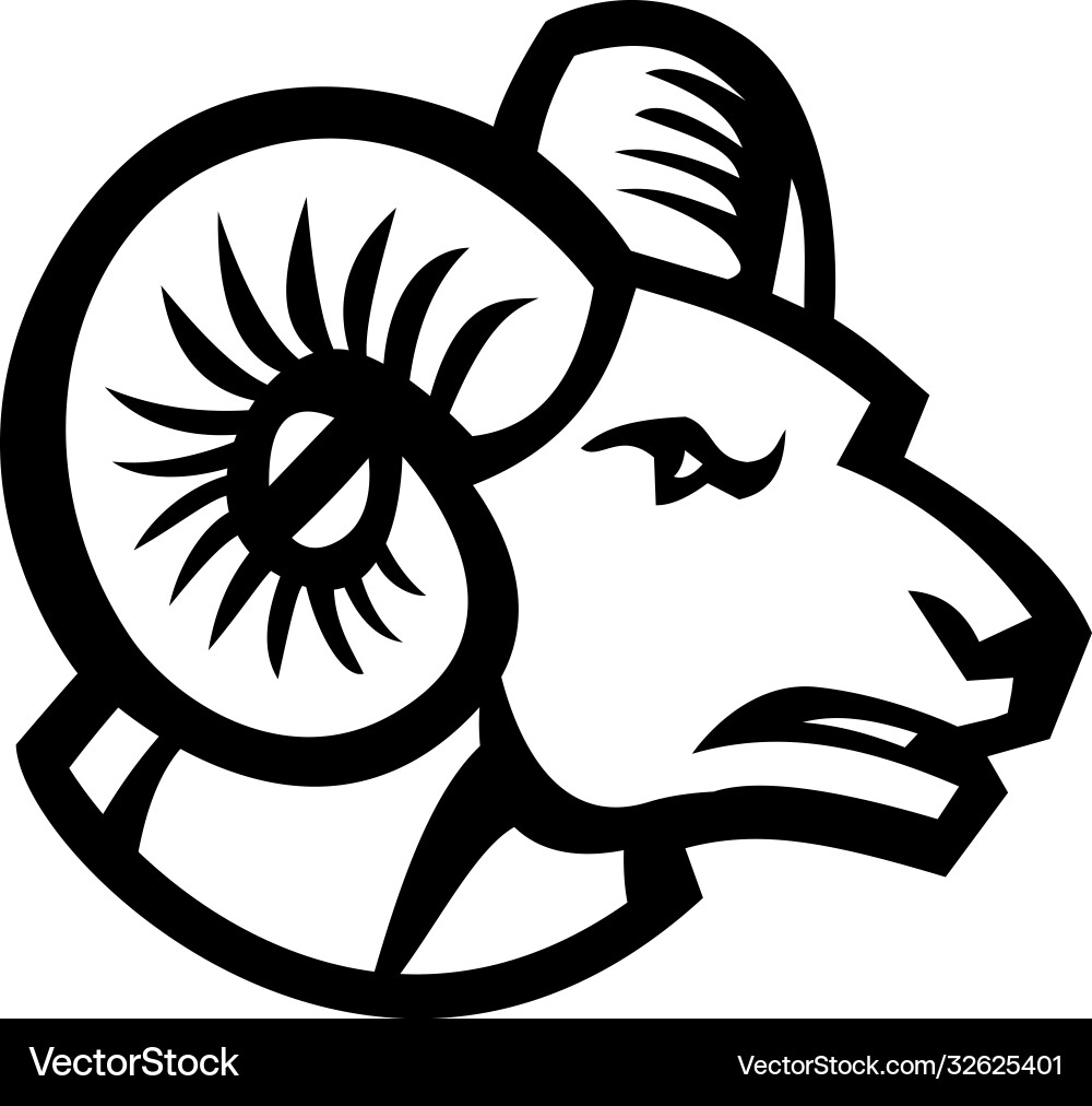 Bighorn Ram Mascot - Retro Style – Royalty-Free Vector | VectorStock, image size:1000x1012