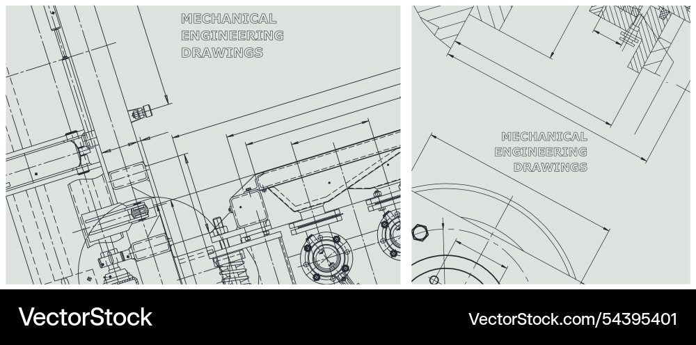 Blueprint set engine line drawing vector image