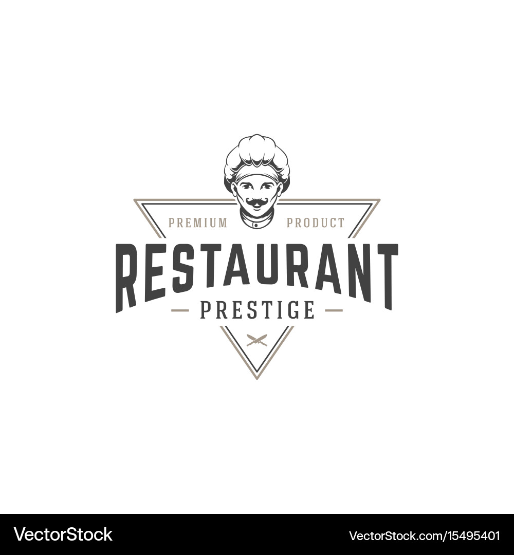 Chef Hat Restaurant Logo Template Vector Image