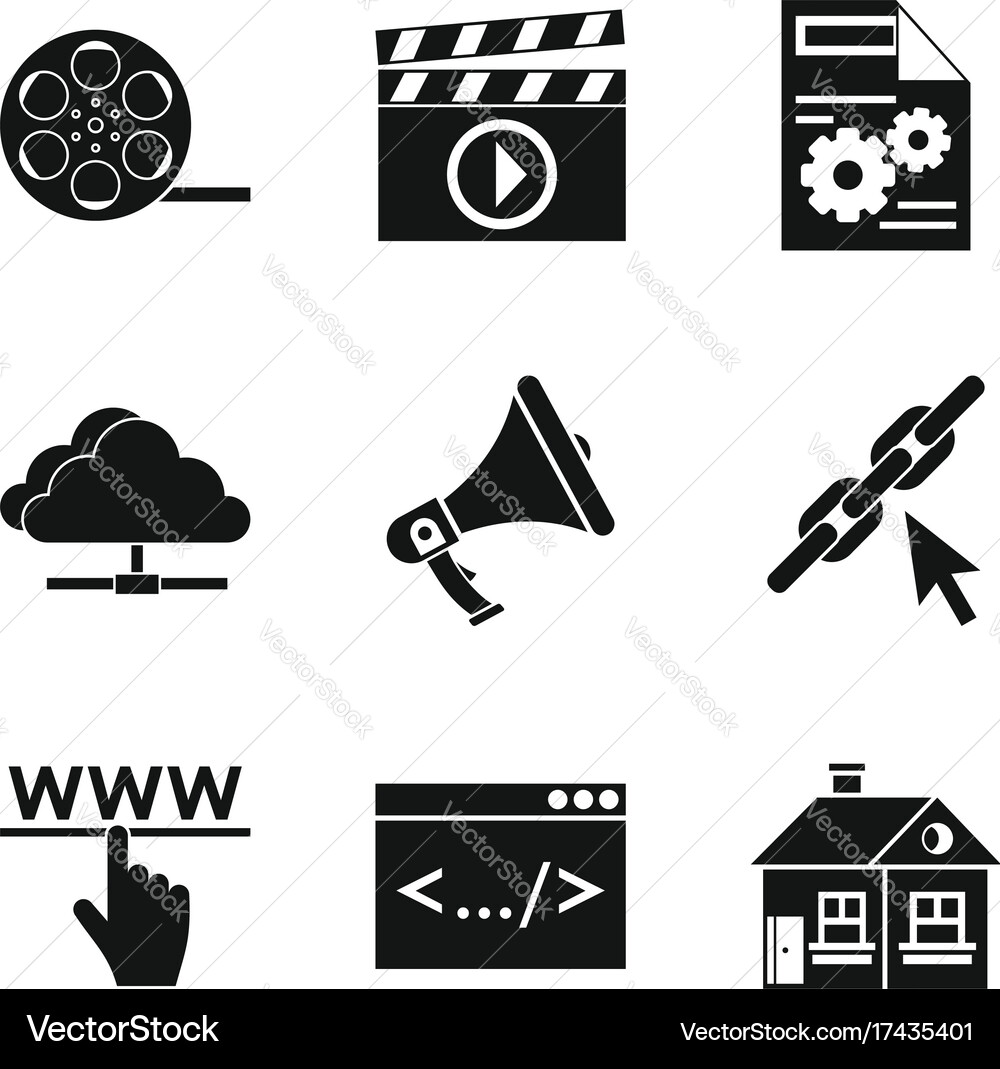 Cloud service icons set simple style vector image