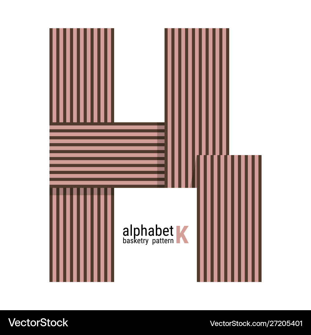 K - unique alphabet design with basketry pattern K - unique alphabet design with basketry pattern Vector Image